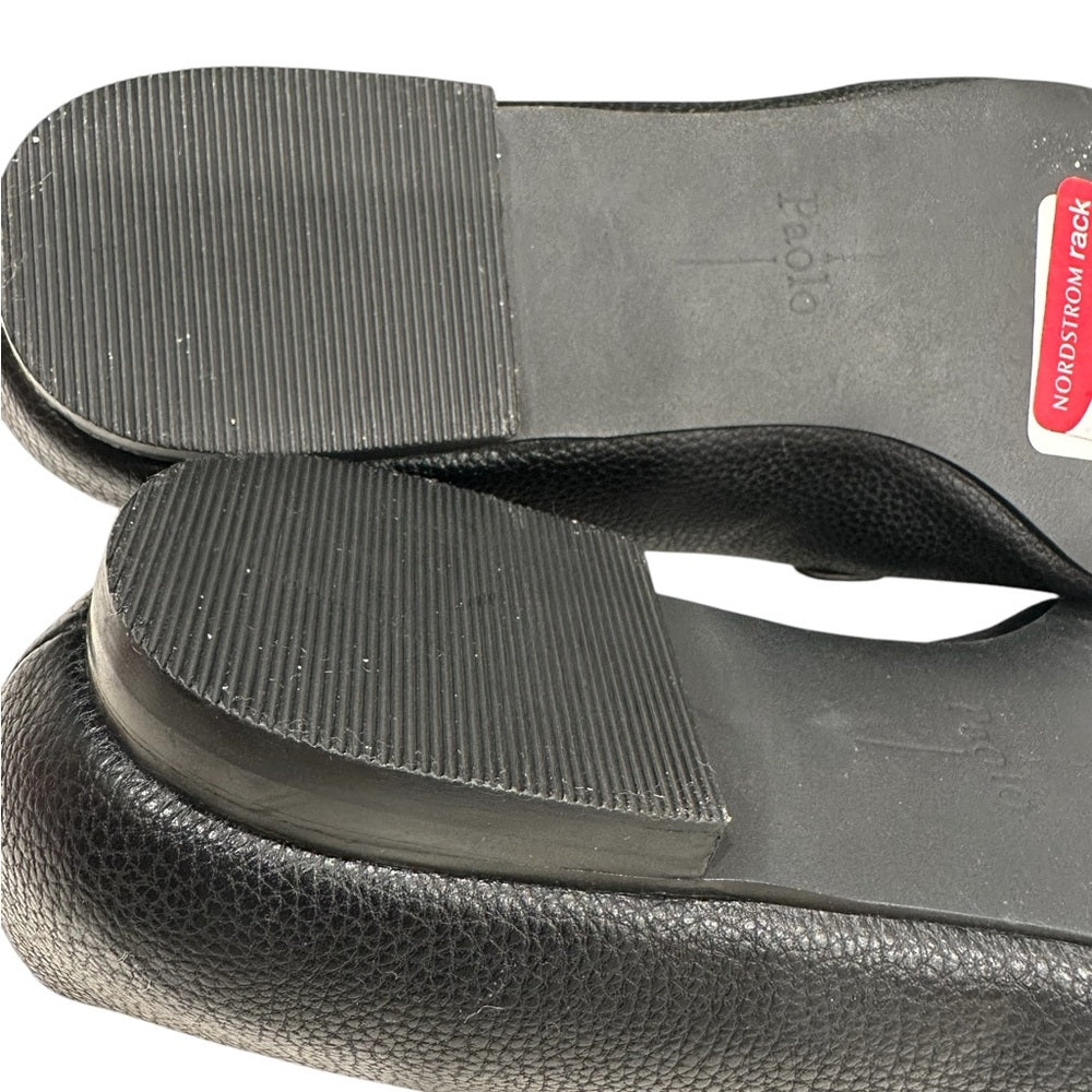 Linea Paolo Mabel-L Pointed Toe Loafer  w/Goldtone Links Stone Sz 6M Black