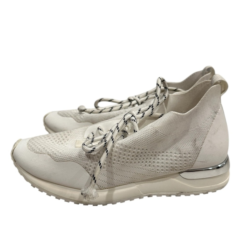 Urban Sport by J/Slides White Sneakers Sleek Knit Chunky Midsole Size 6