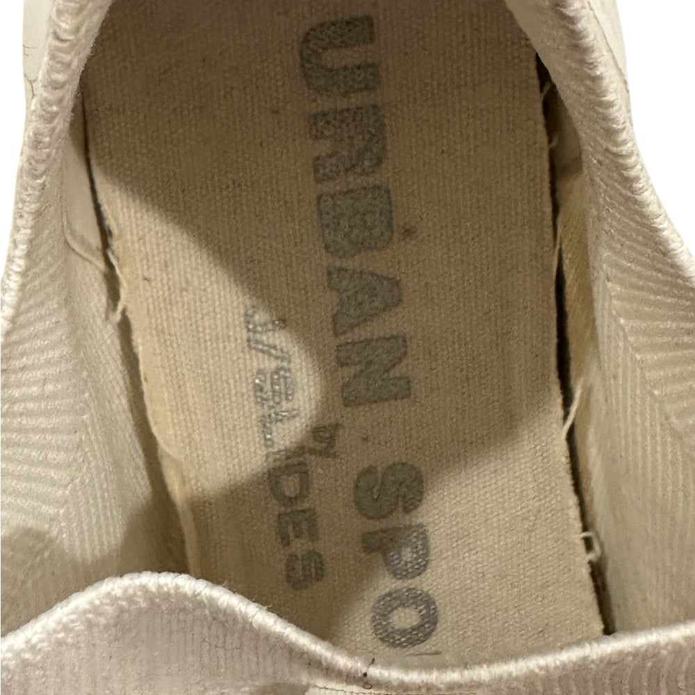 Urban Sport by J/Slides White Sneakers Sleek Knit Chunky Midsole Size 6