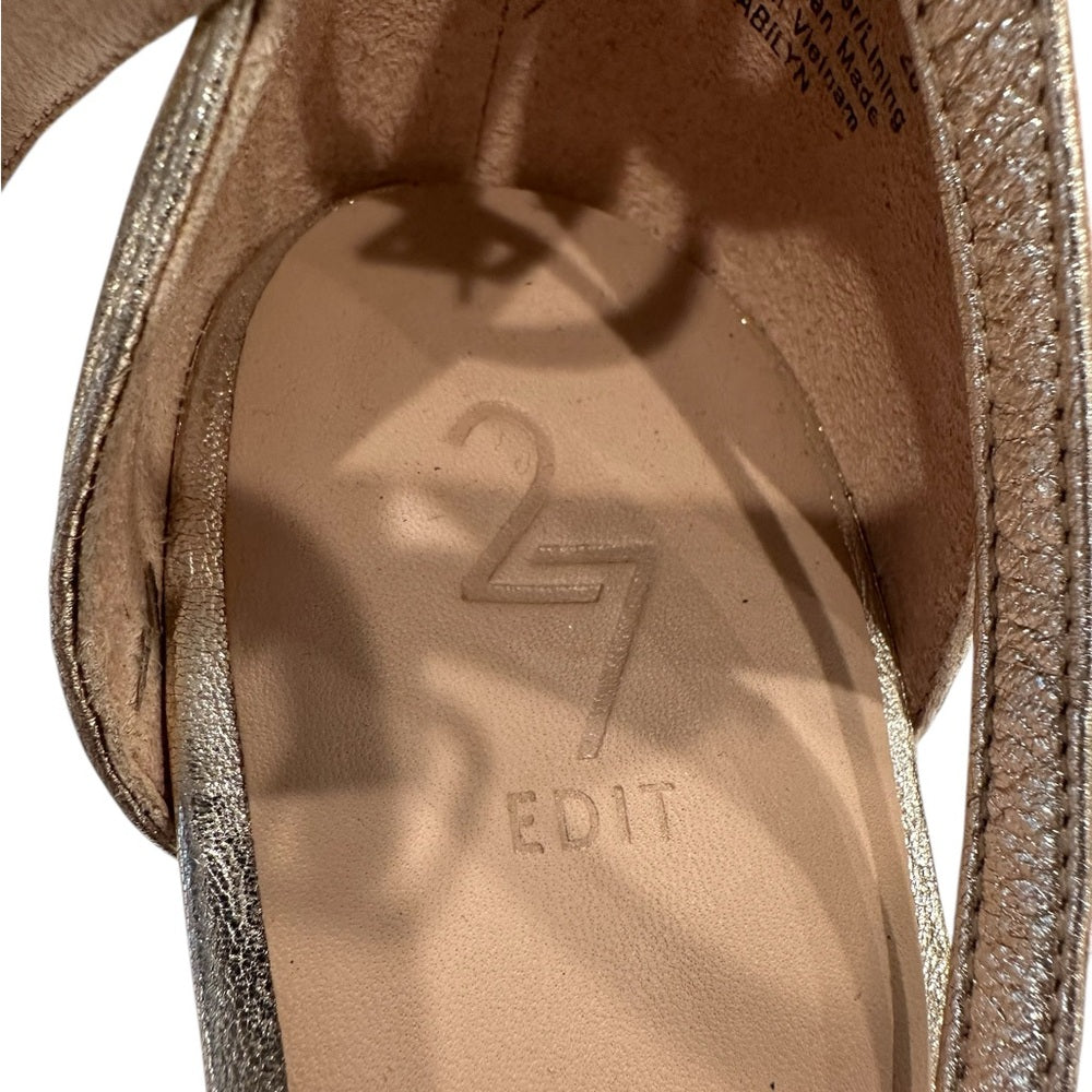 27 EDIT Gold Metallic Heels with Ankle Straps Size 11M