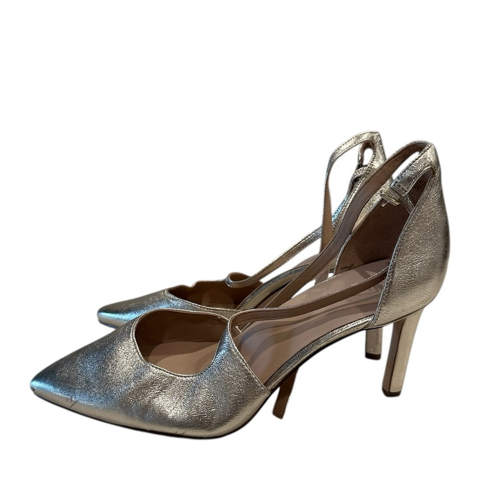 27 EDIT Gold Metallic Heels with Ankle Straps Size 11M