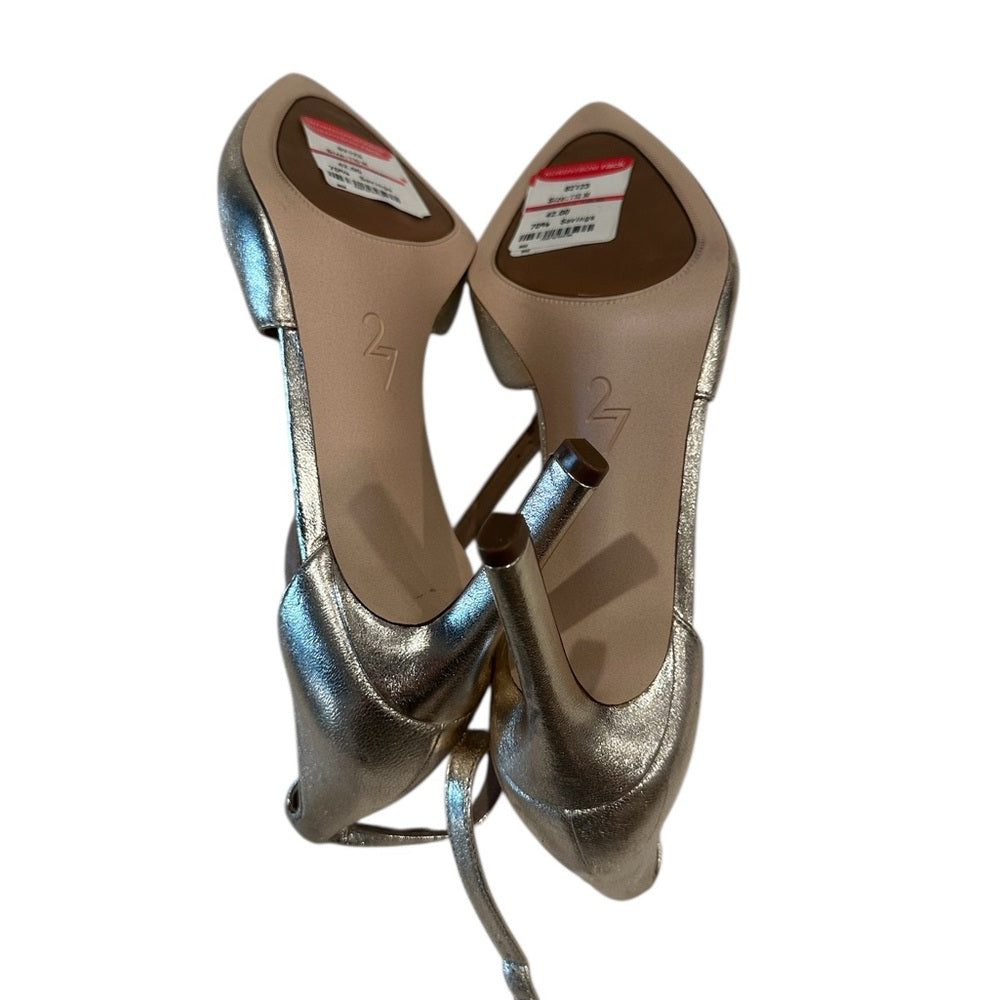 27 EDIT Gold Metallic Heels with Ankle Straps Size 11M