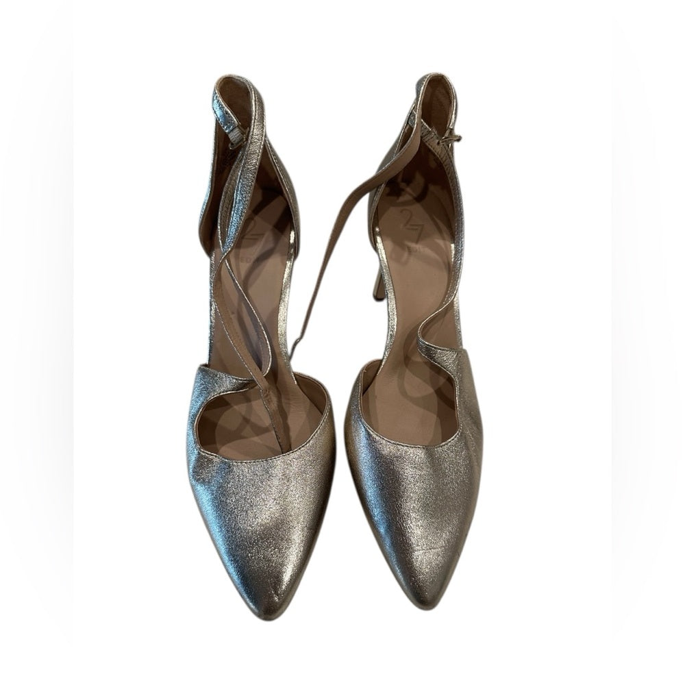 27 EDIT Gold Metallic Heels with Ankle Straps Size 11M
