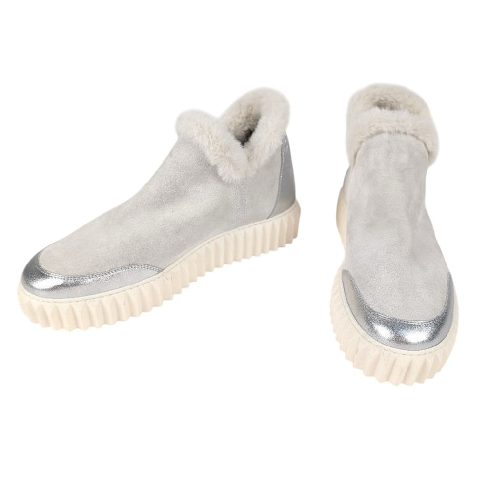 Voile Blanche Silver Sneakers with Fur Lining Size 39/US 7.5