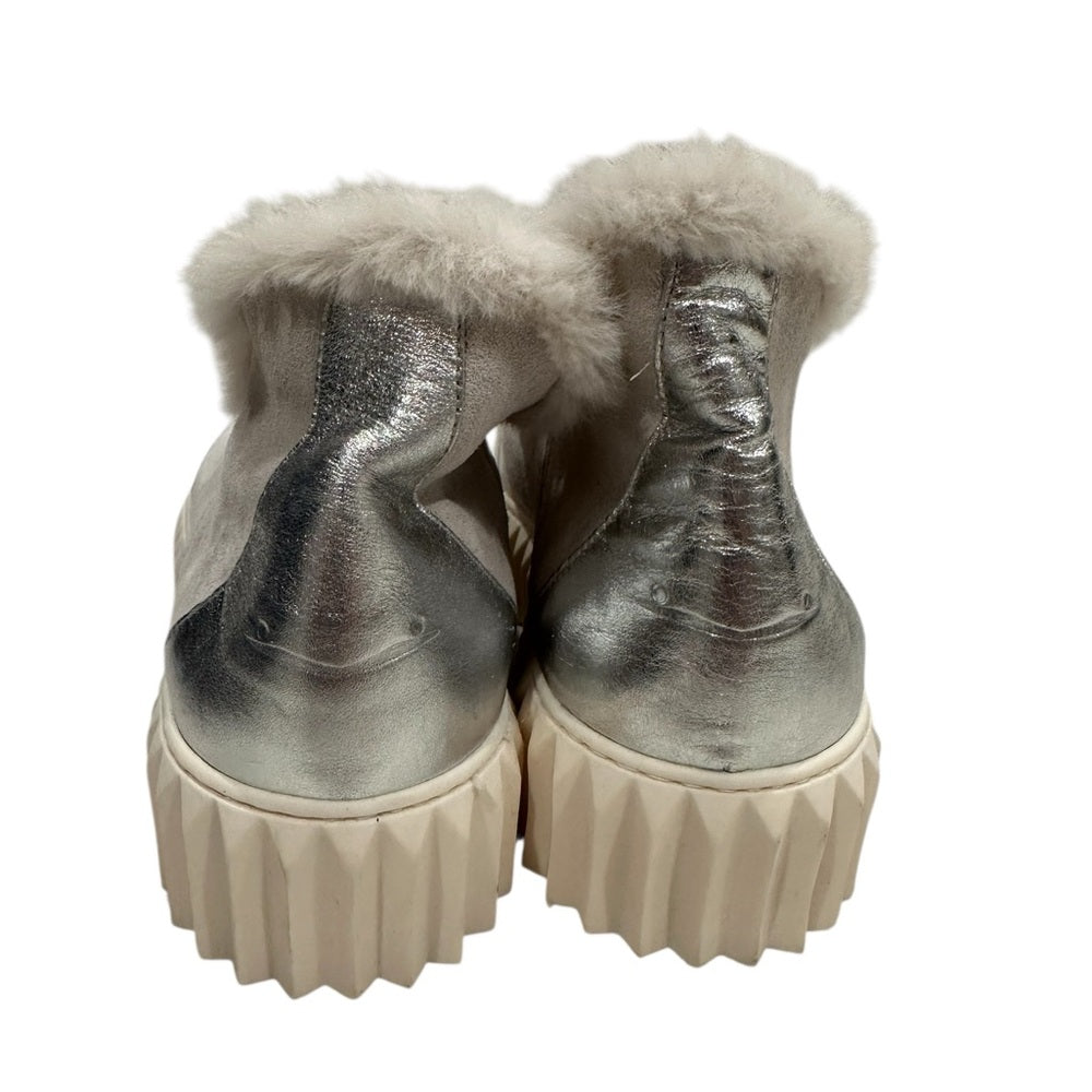 Voile Blanche Silver Sneakers with Fur Lining Size 39/US 7.5