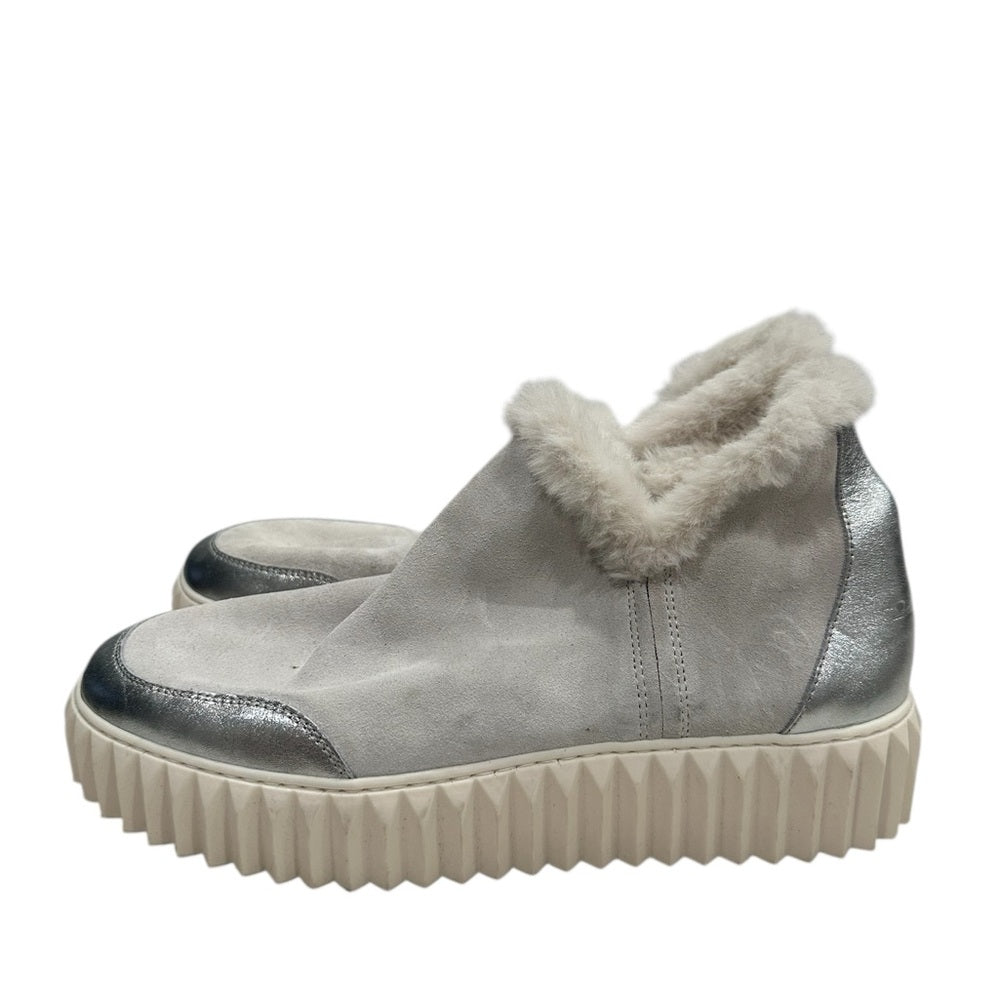 Voile Blanche Silver Sneakers with Fur Lining Size 39/US 7.5