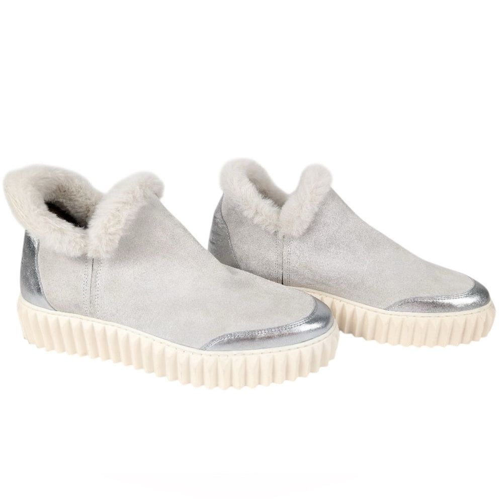 Voile Blanche Silver Sneakers with Fur Lining Size 39/US 7.5