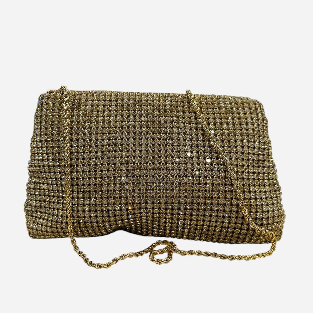 Loeffler Randall Jolene Gold Diamanté Bow Clutch