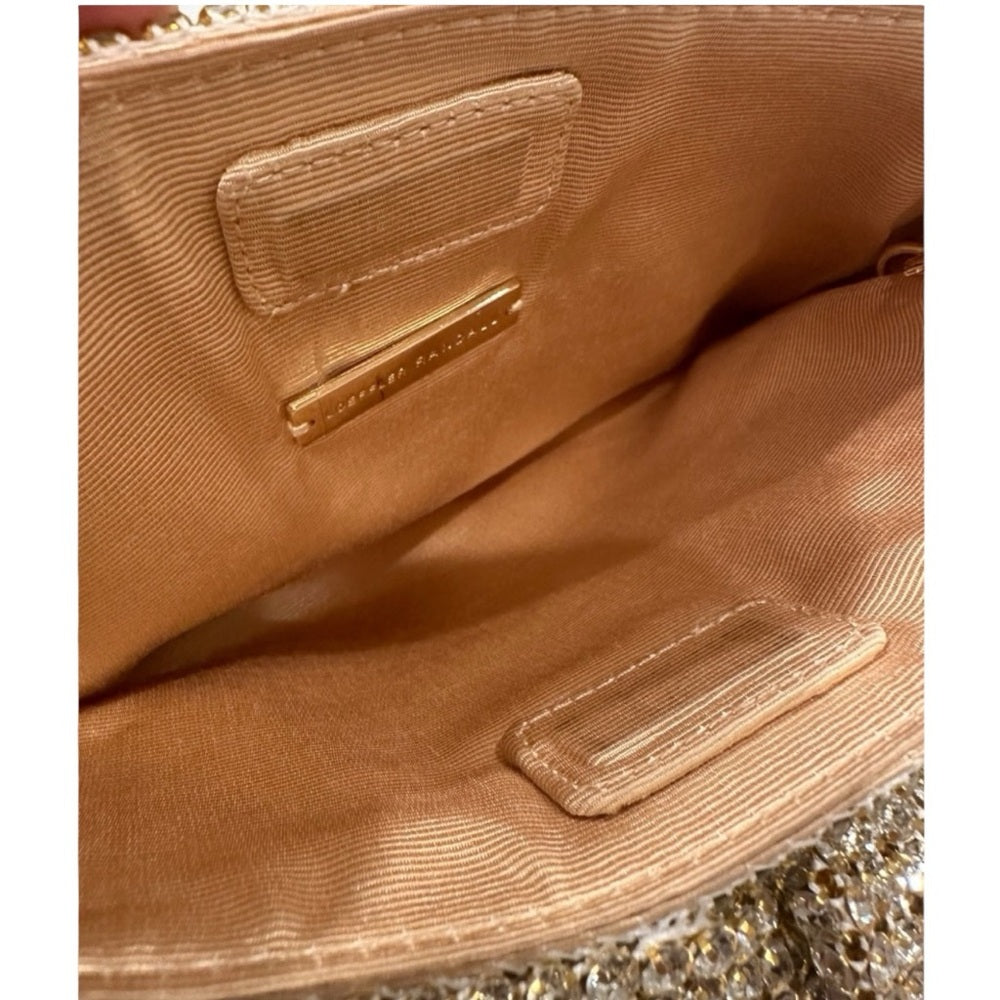 Loeffler Randall Jolene Gold Diamanté Bow Clutch