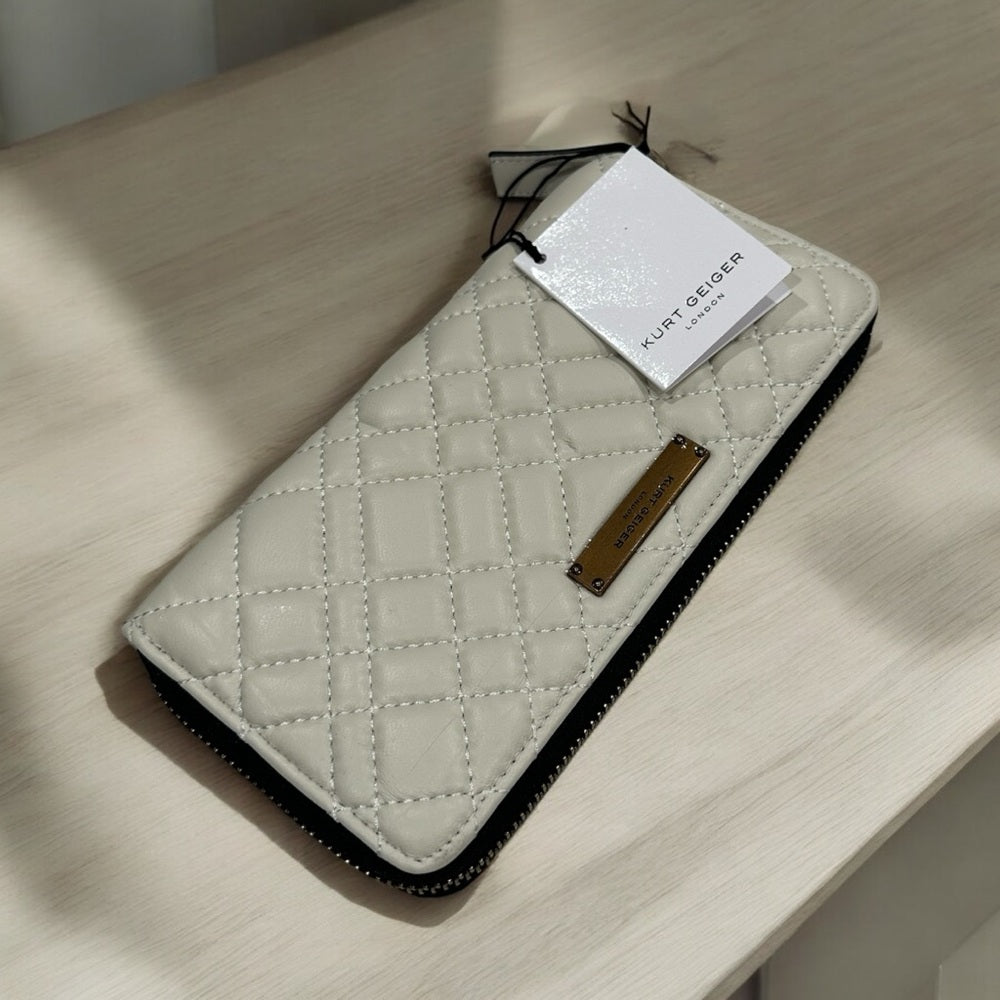 Kurt Geiger London Quilted Leather Zip Around Wallet