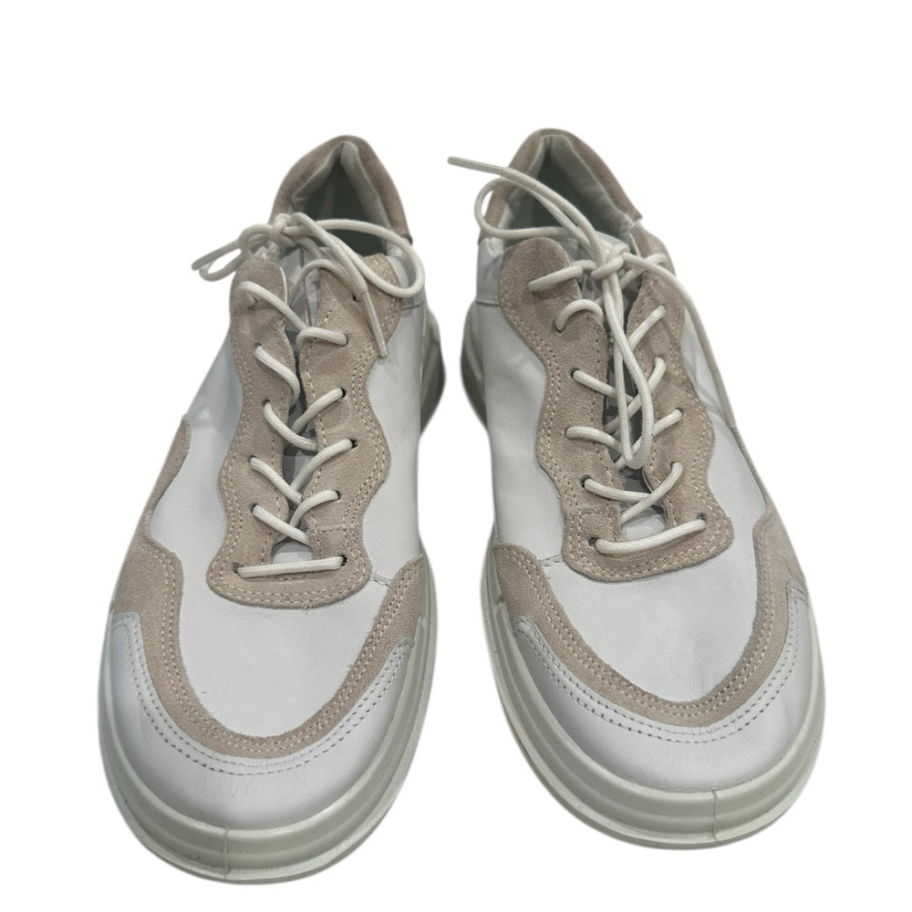 Ecco White and Tan Sneakers with Modern Design Sz 36/US 6