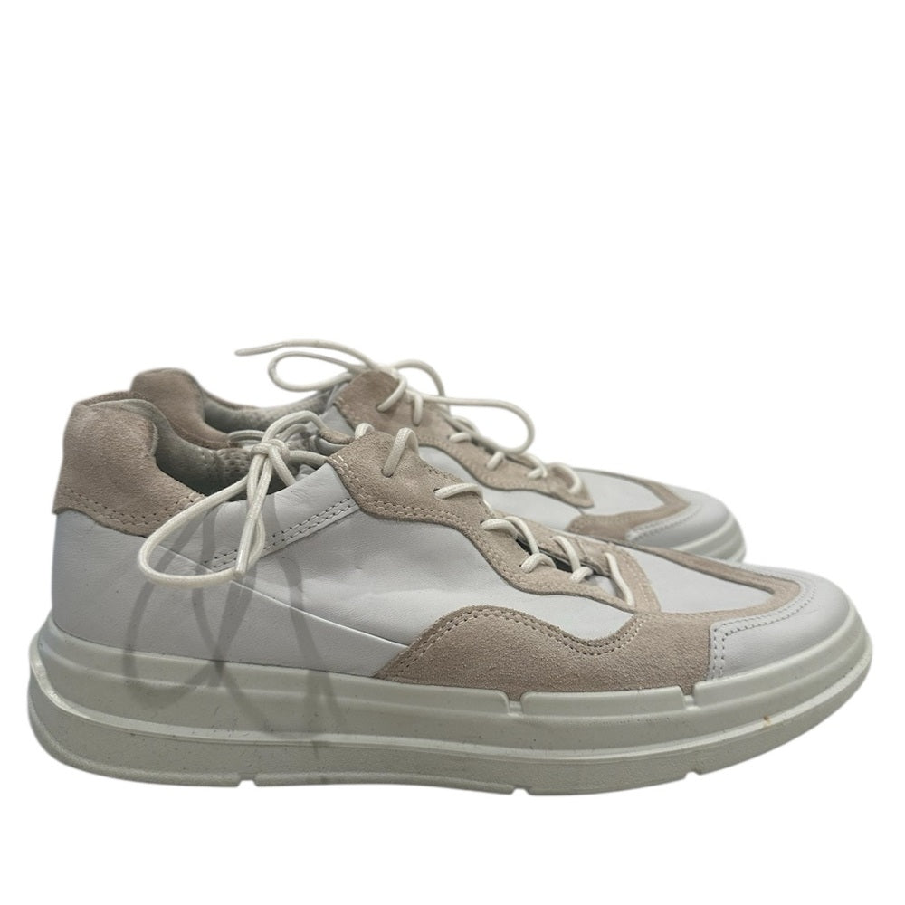 Ecco White and Tan Sneakers with Modern Design Sz 36/US 6