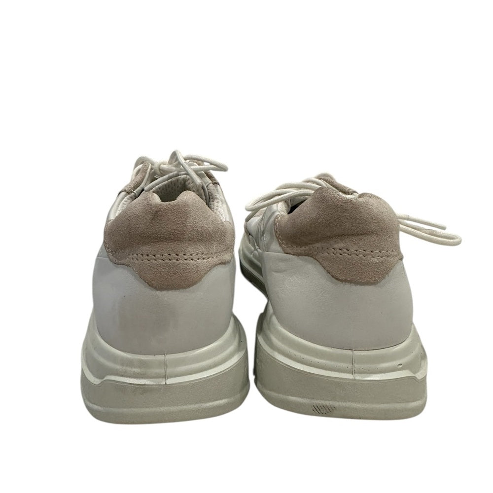 Ecco White and Tan Sneakers with Modern Design Sz 36/US 6