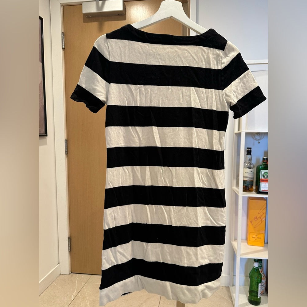 J. Crew Black and Cream Short Sleeve Mini Dress Size XS Pre-owned
