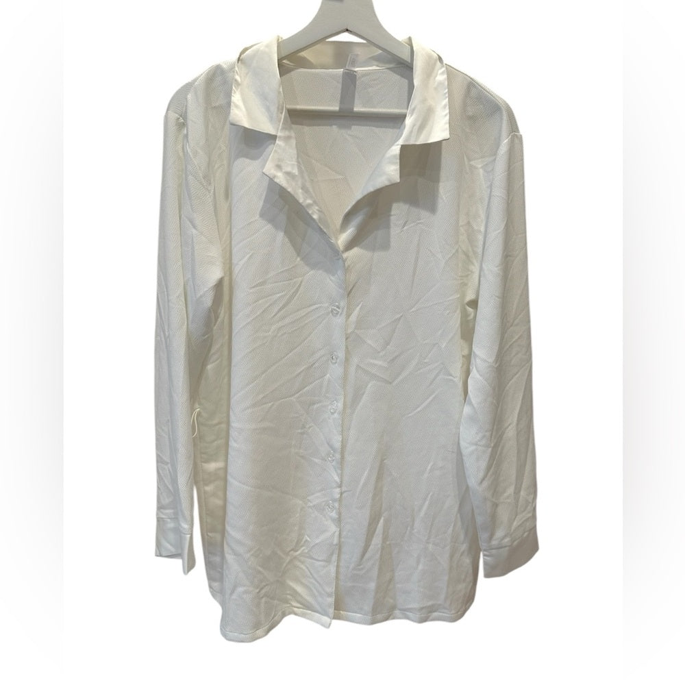 Flora Nikrooz Sz Large Stella Cover Robe Short Satin Wrap Robe Ivory No Belt