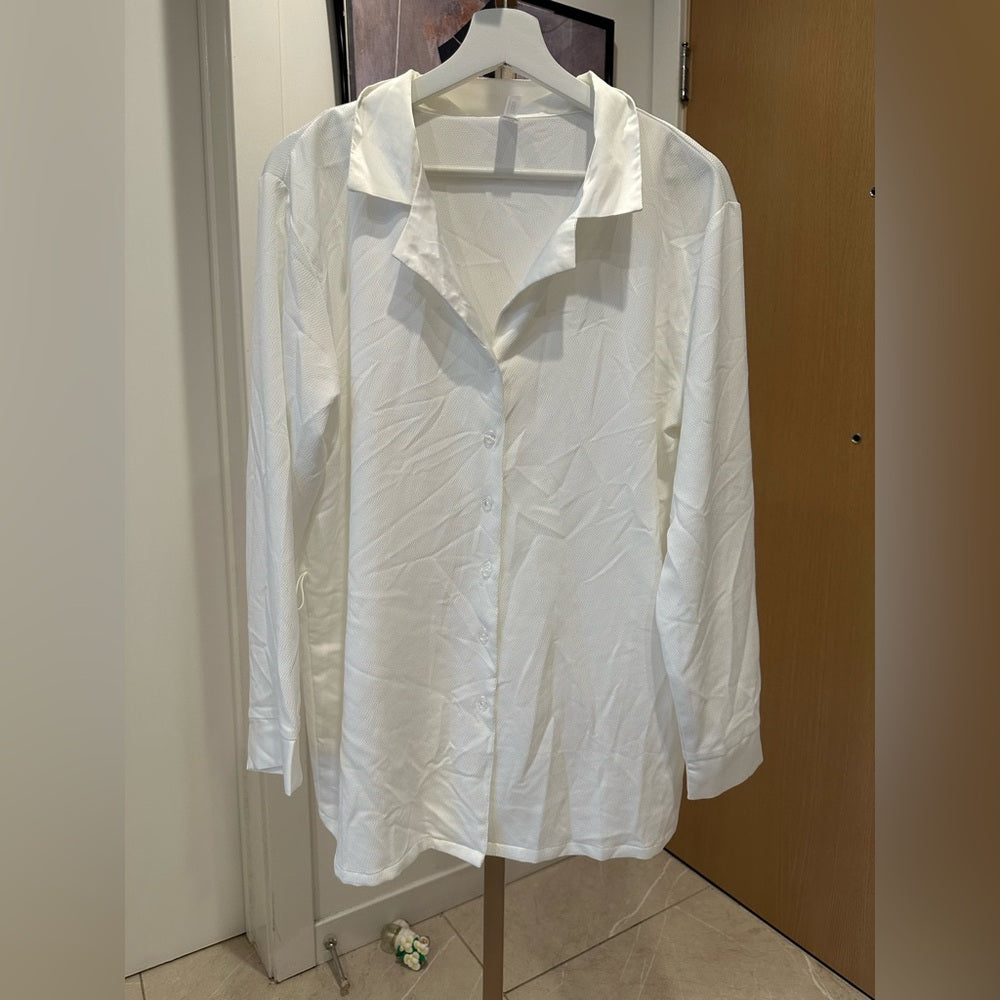 Flora Nikrooz Sz Large Stella Cover Robe Short Satin Wrap Robe Ivory No Belt