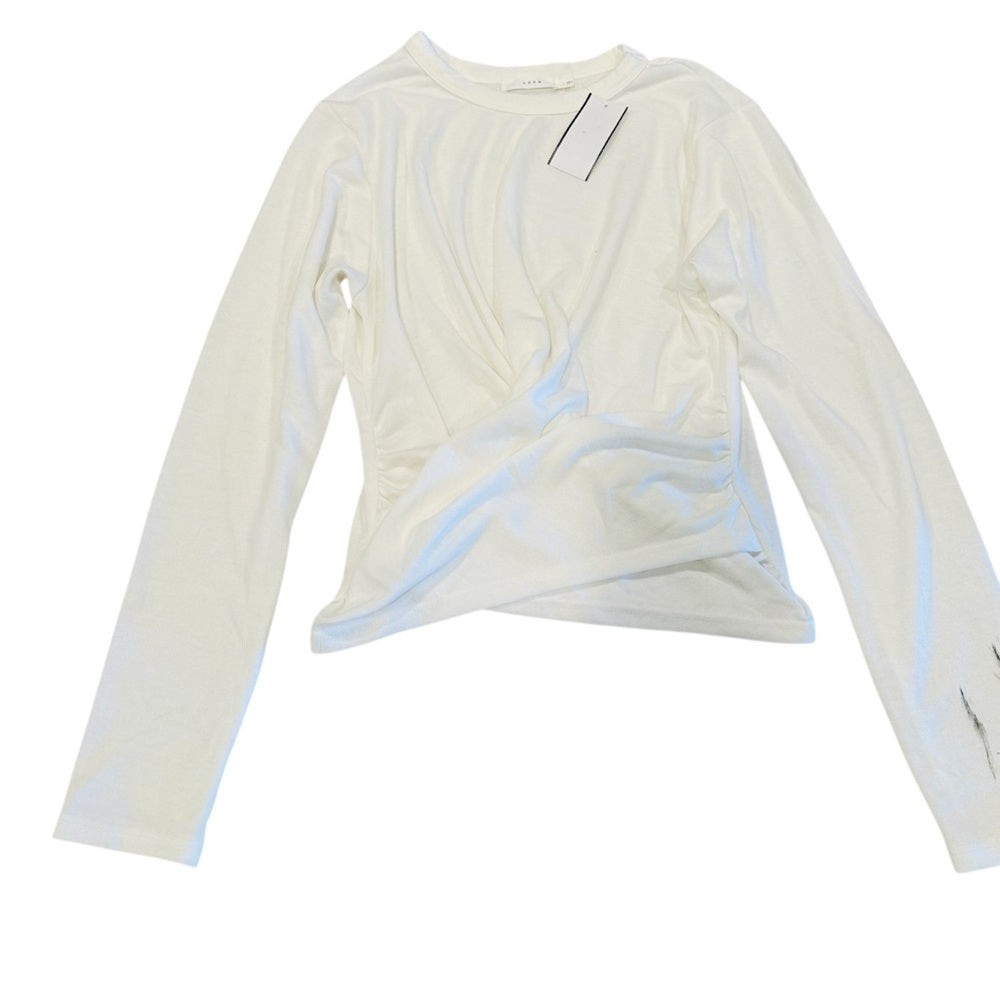 Lush Twisted White Front Long Sleeve Crop T-Shirt Size Large