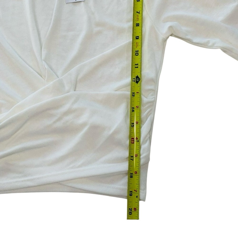 Lush Twisted White Front Long Sleeve Crop T-Shirt Size Large