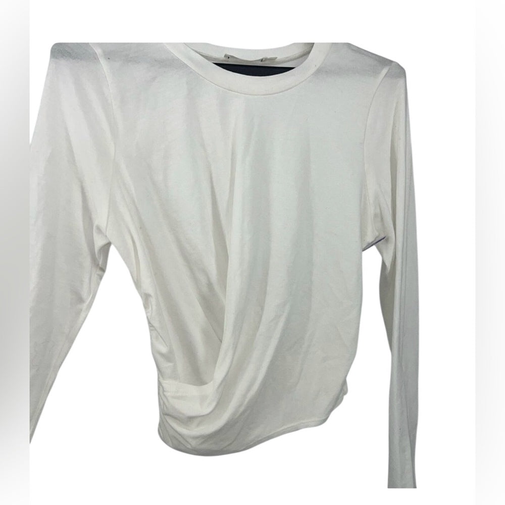 Lush Twisted White Front Long Sleeve Crop T-Shirt Size Large