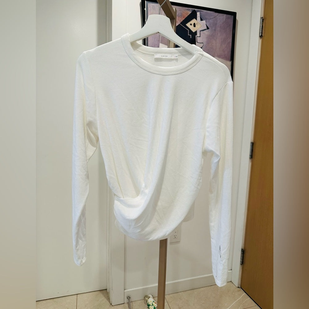 Lush Twisted White Front Long Sleeve Crop T-Shirt Size Large