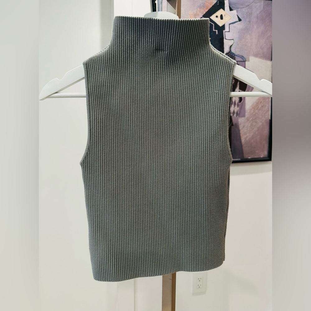 Abound Ribbed Knit Crop Top - Olive Green Size Small