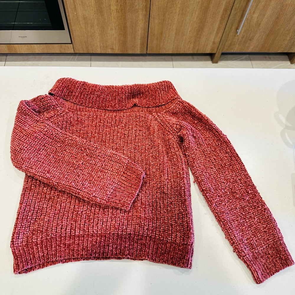 Unbranded Maroon Off-the-Shoulder Knit Sweater Size S