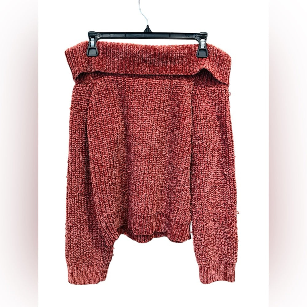 Unbranded Maroon Off-the-Shoulder Knit Sweater Size S