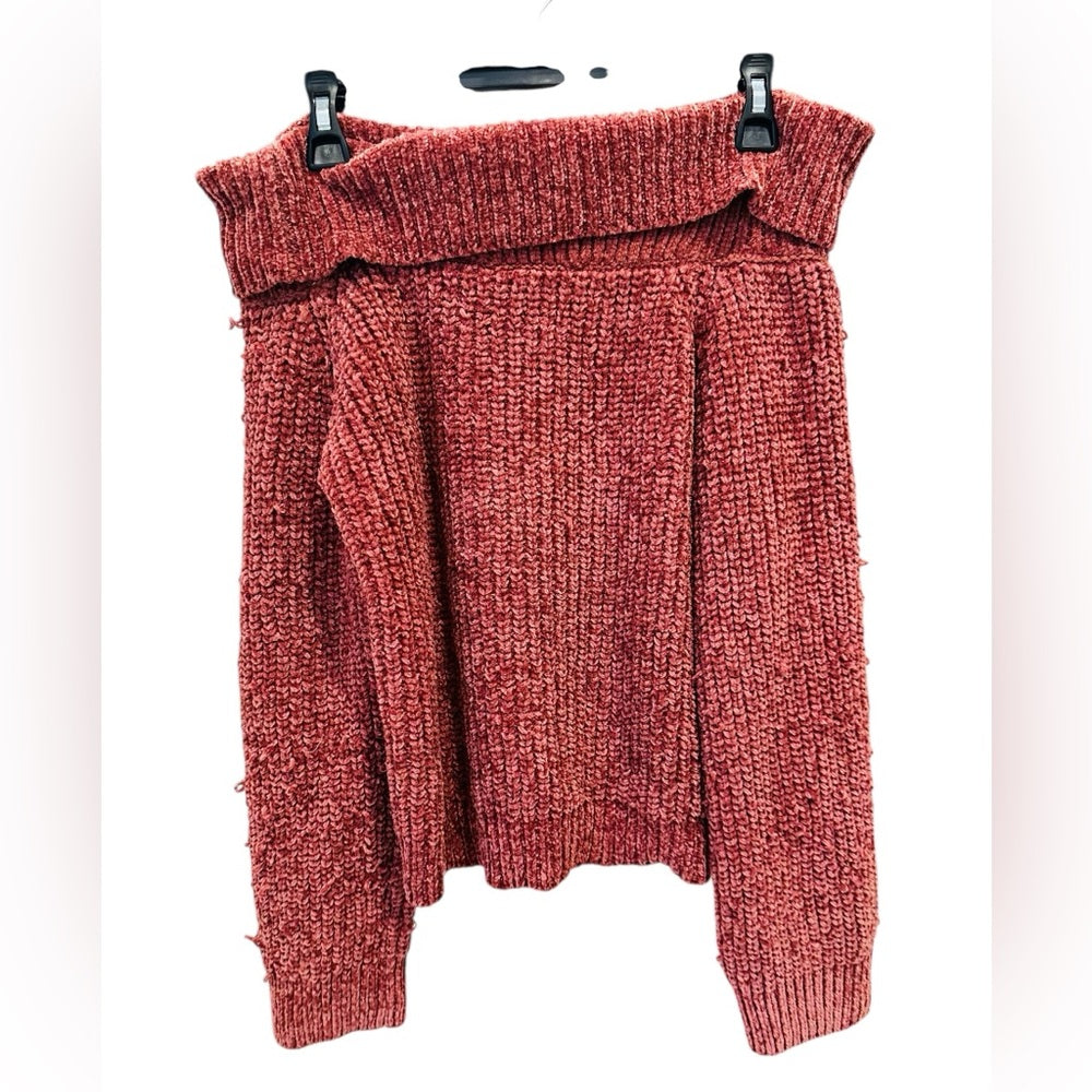 Unbranded Maroon Off-the-Shoulder Knit Sweater Size S