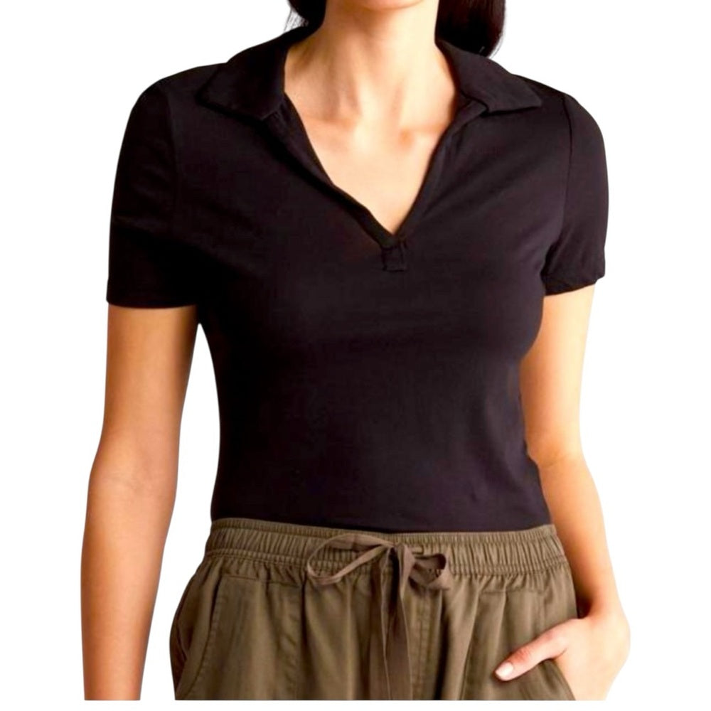 Industry Black Fitted Polo Shirt with Short Sleeves Sz XS