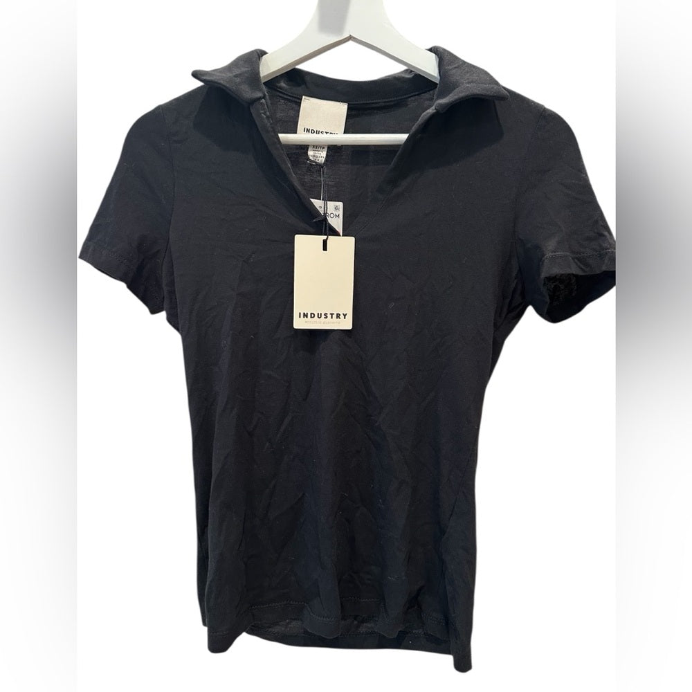 Industry Black Fitted Polo Shirt with Short Sleeves Sz XS