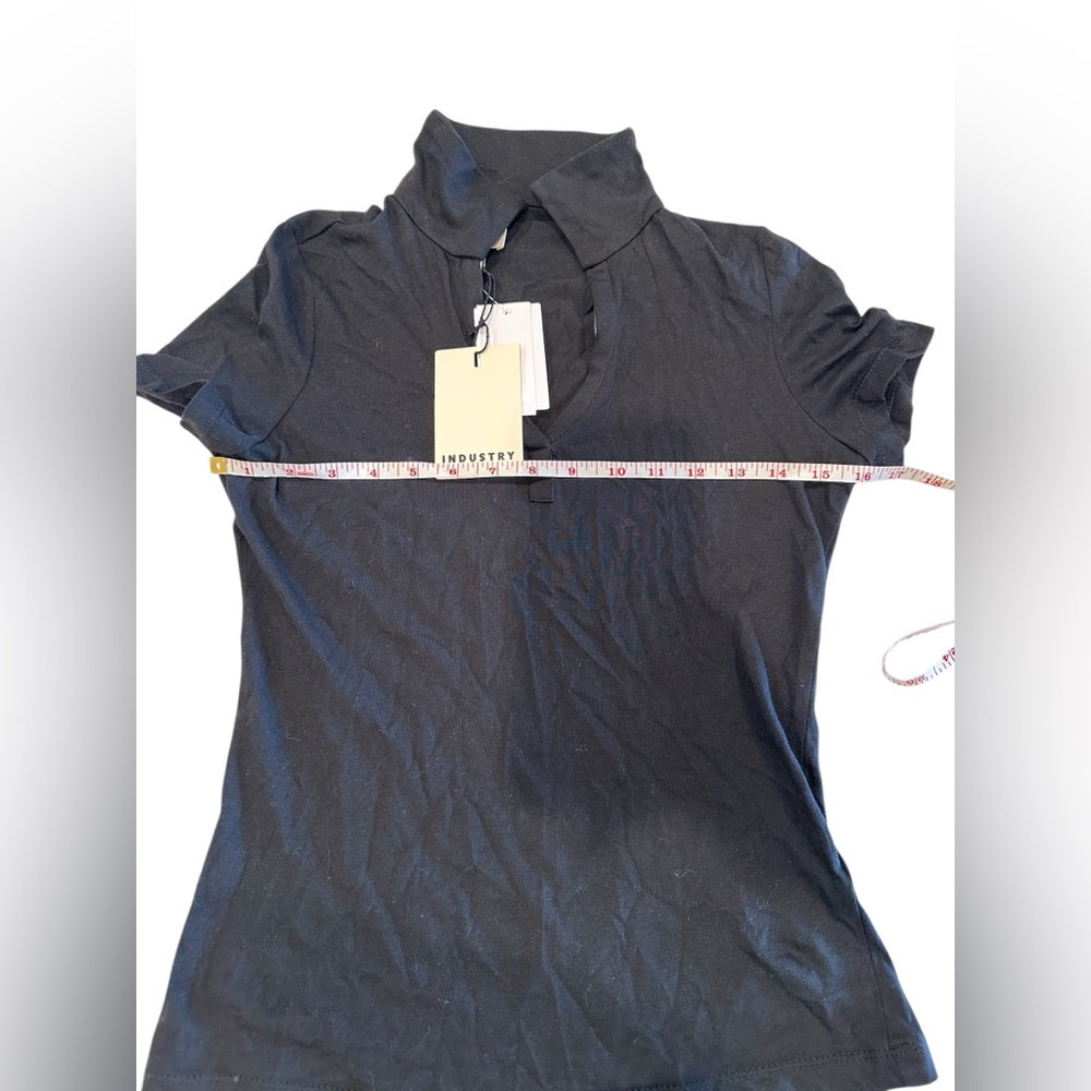 Industry Black Fitted Polo Shirt with Short Sleeves Sz XS
