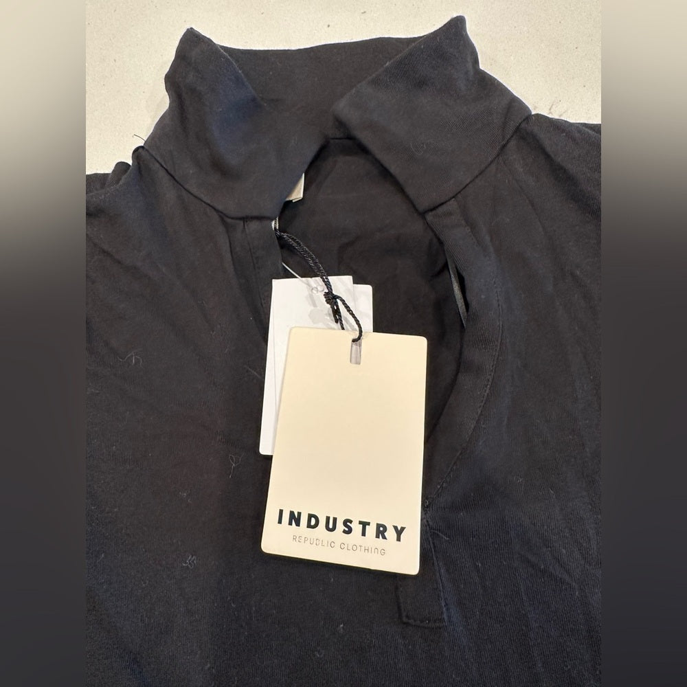 Industry Black Fitted Polo Shirt with Short Sleeves Sz XS