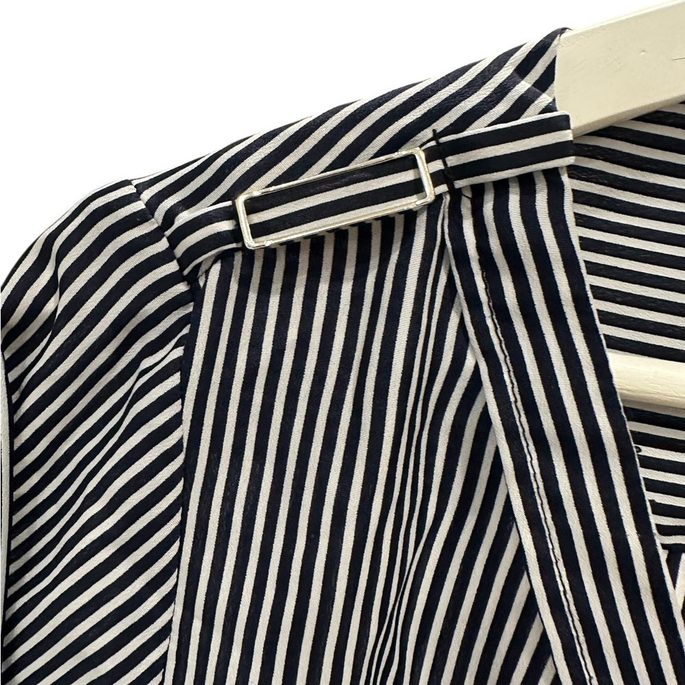Zara Black and White Relaxed Buttoned Blouse Stripes Size M