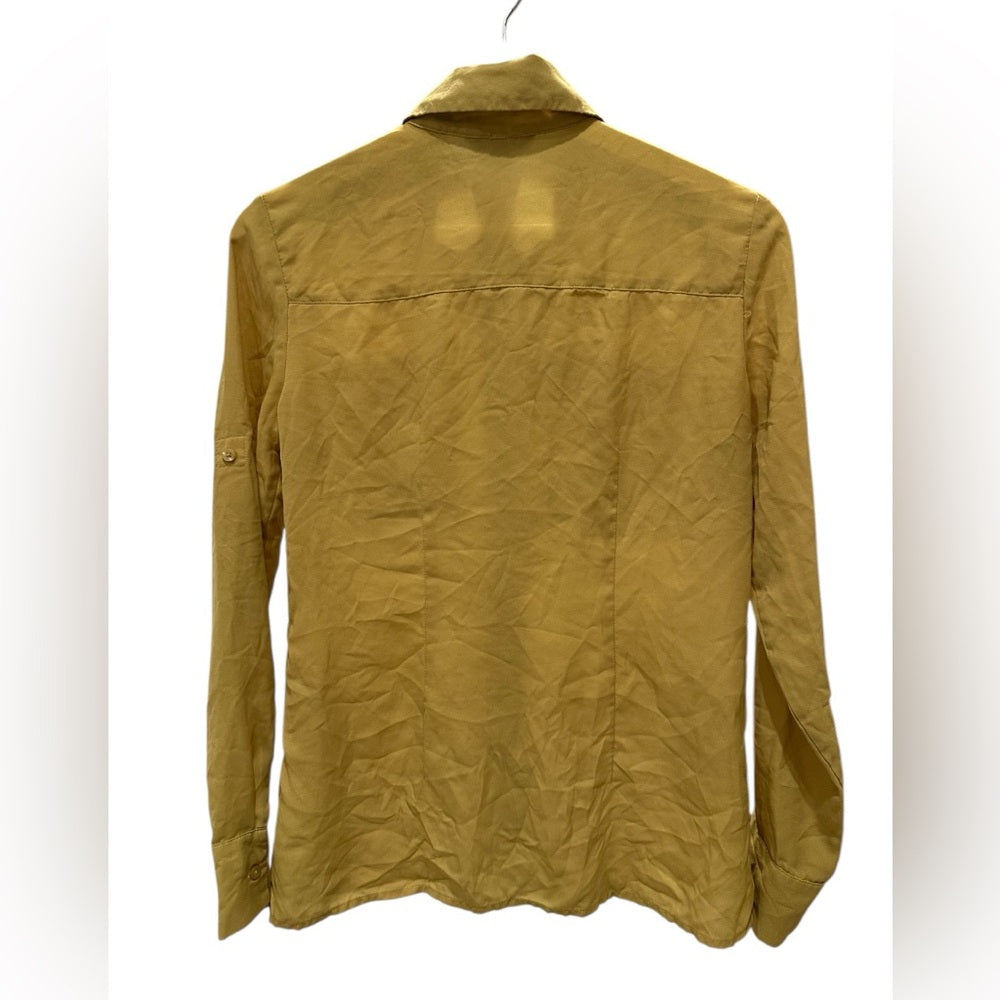 Banana Republic Yellow Mustard Casual Button Down Shirt with Relaxed Fit Sz XS