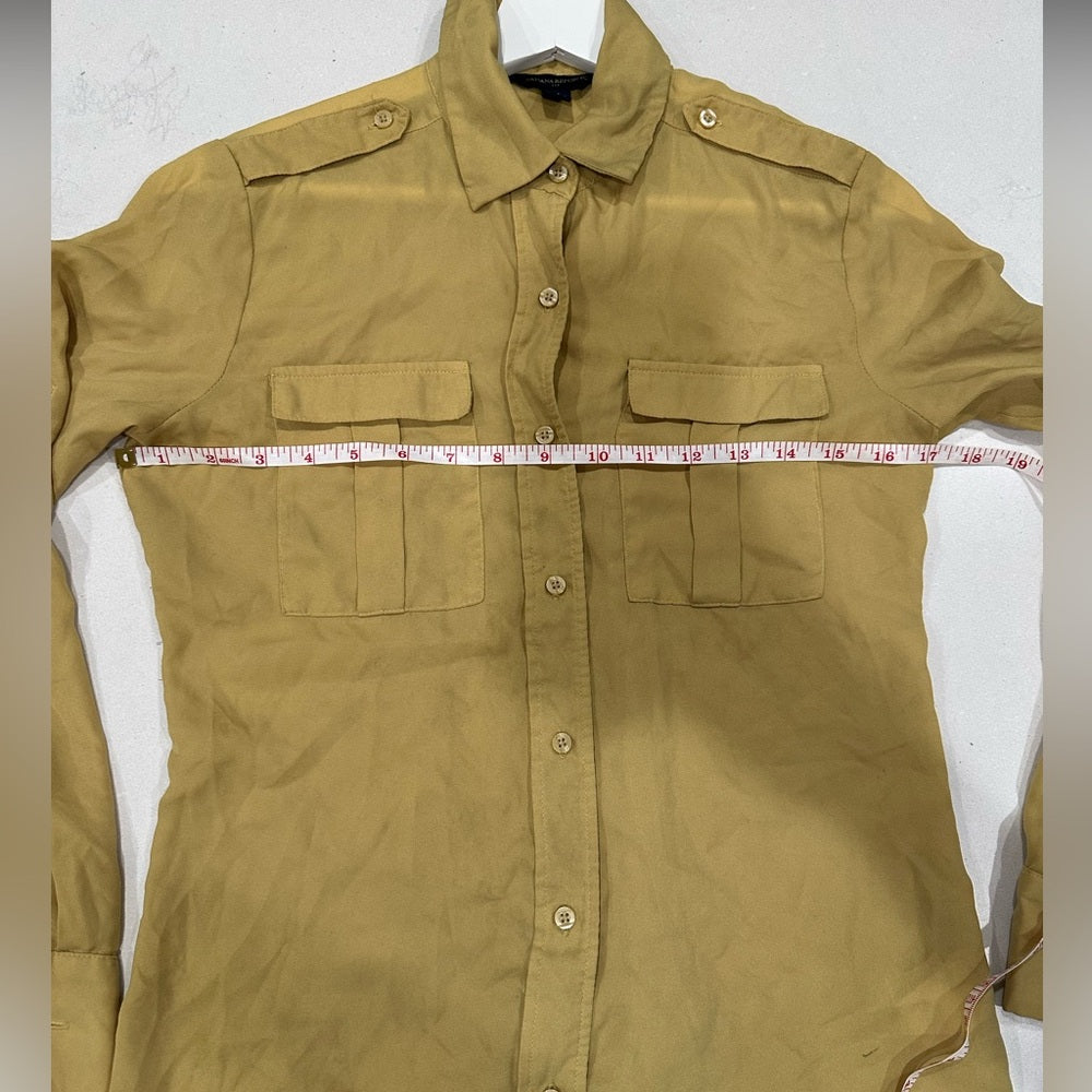 Banana Republic Yellow Mustard Casual Button Down Shirt with Relaxed Fit Sz XS