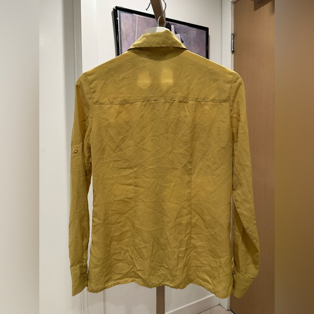 Banana Republic Yellow Mustard Casual Button Down Shirt with Relaxed Fit Sz XS