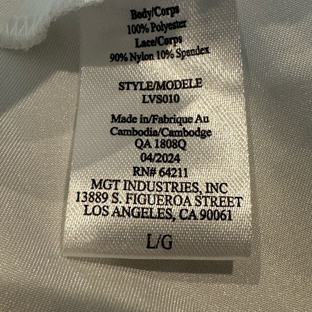 In Bloom by Jonquil White Lace Chemise with Sheer Details Size Large