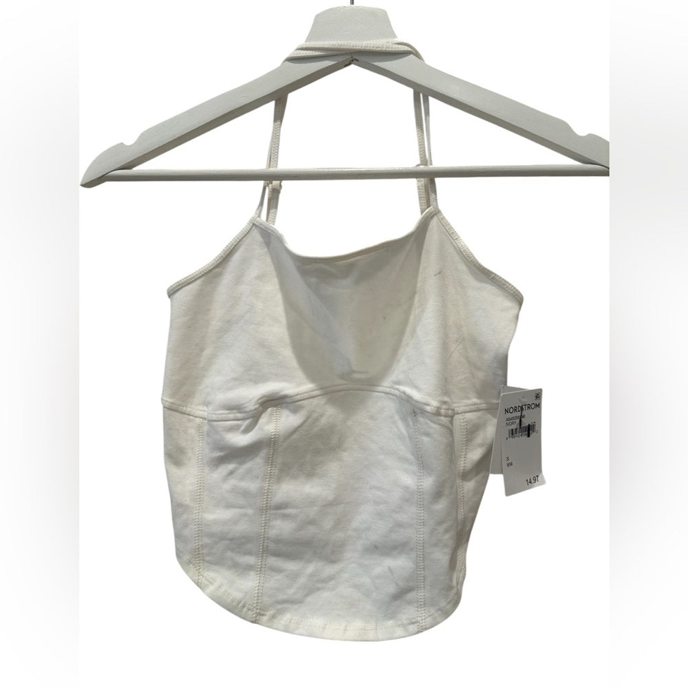 Abound White Fitted Crop Camisole Size S