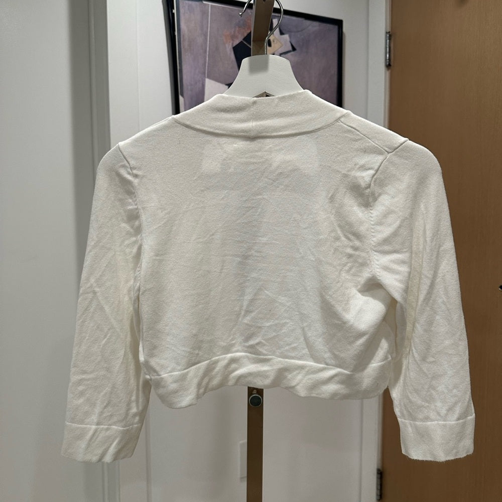 Eliza J Cream Cropped Cardigan Size Small