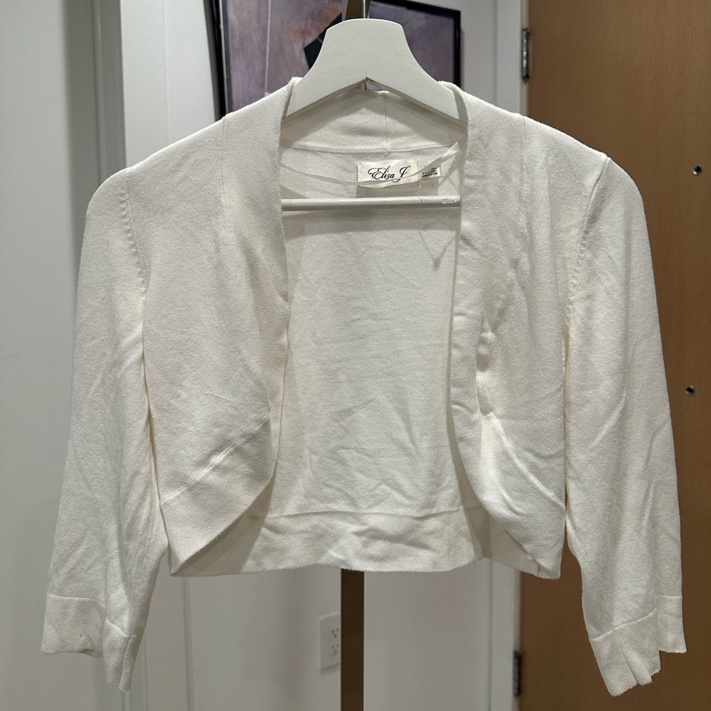 Eliza J Cream Cropped Cardigan Size Small