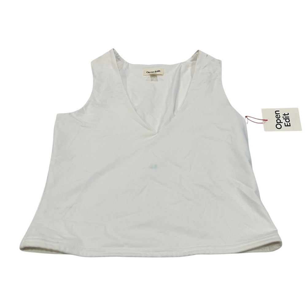 Open Edit  White Fitted Sleeveless Tank Top V Neck Size M