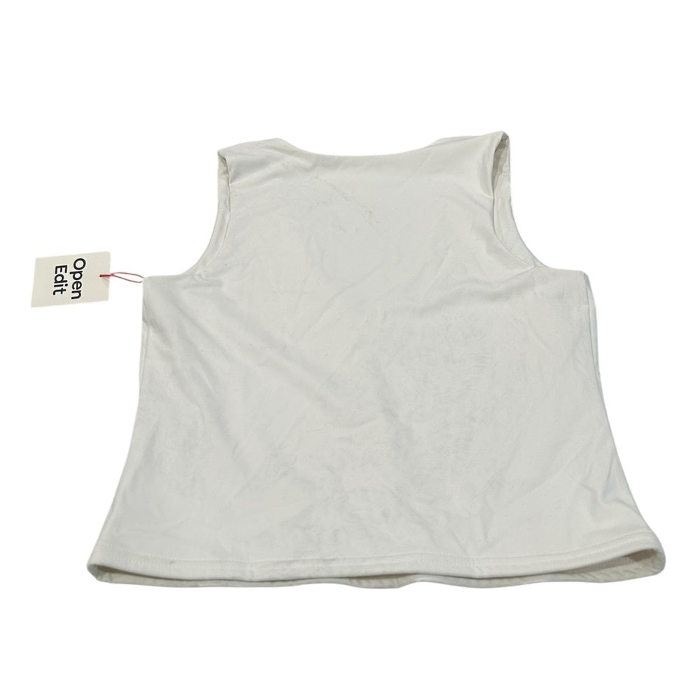 Open Edit  White Fitted Sleeveless Tank Top V Neck Size M