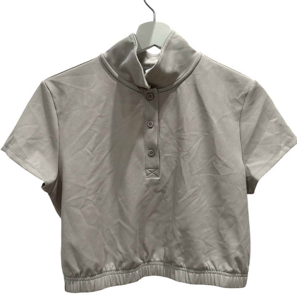 Yogalicious Nacreous Crop Waffle Jane Crop Polo Size M