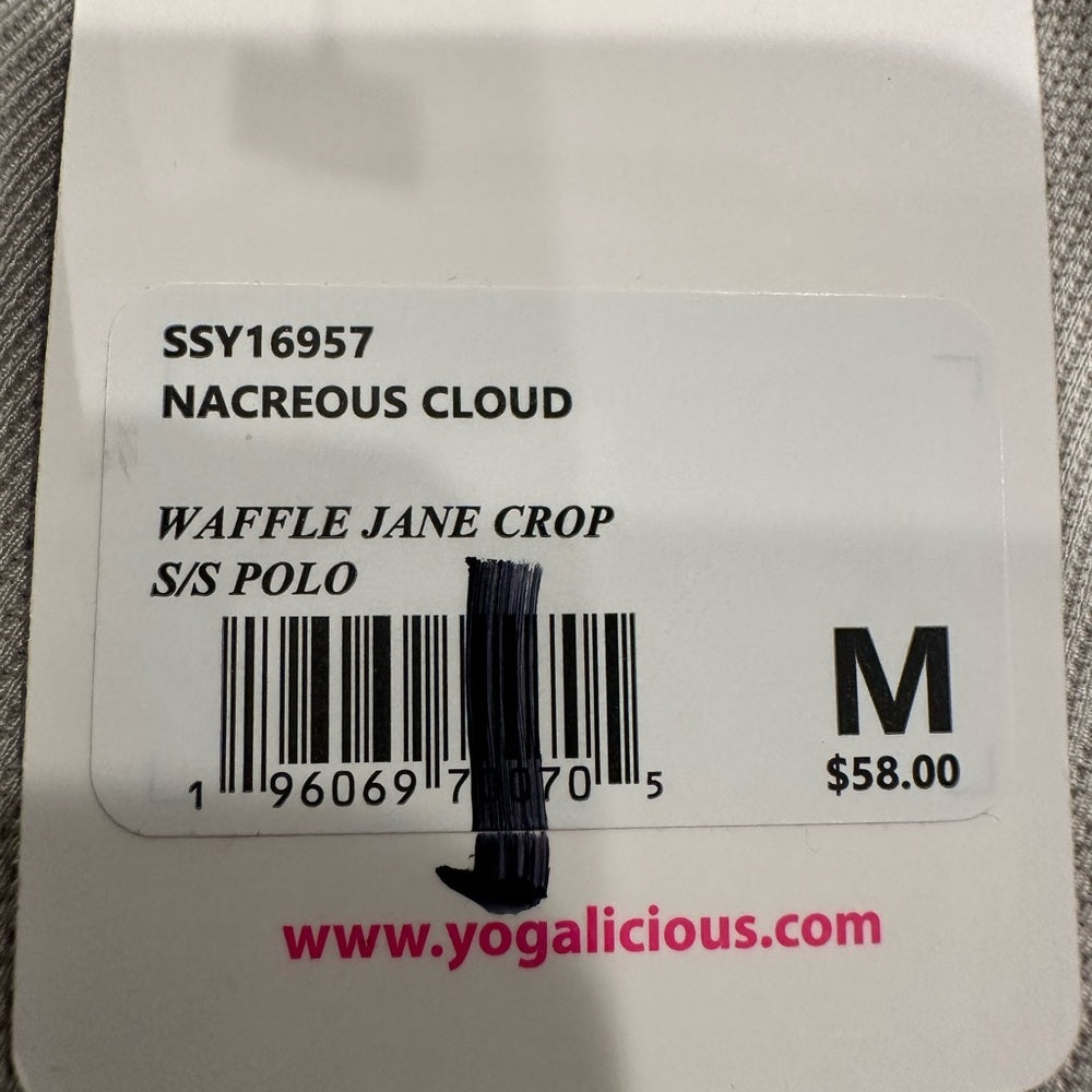 Yogalicious Nacreous Crop Waffle Jane Crop Polo Size M