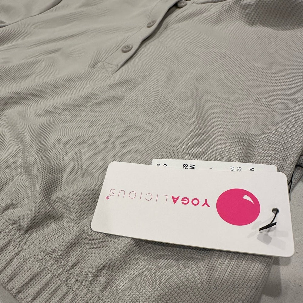 Yogalicious Nacreous Crop Waffle Jane Crop Polo Size M