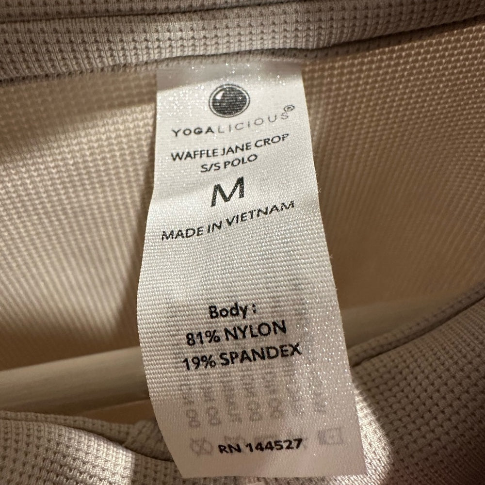 Yogalicious Nacreous Crop Waffle Jane Crop Polo Size M