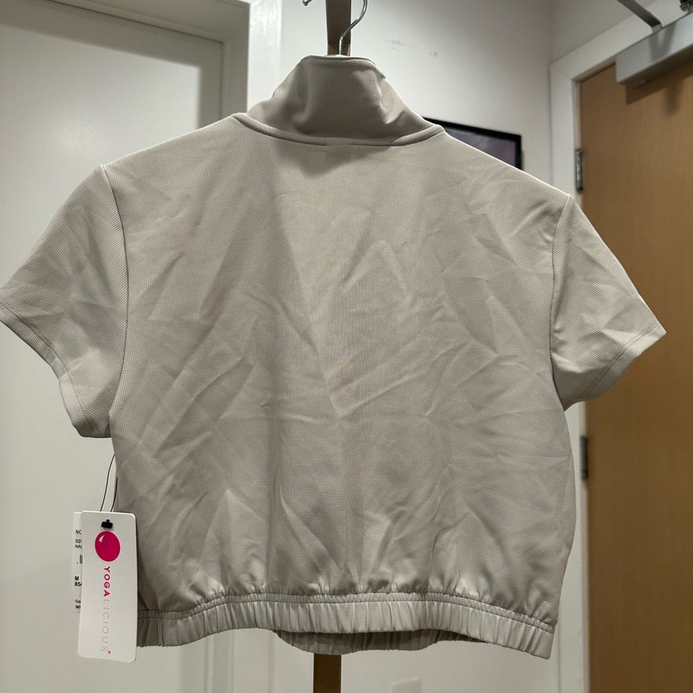 Yogalicious Nacreous Crop Waffle Jane Crop Polo Size M