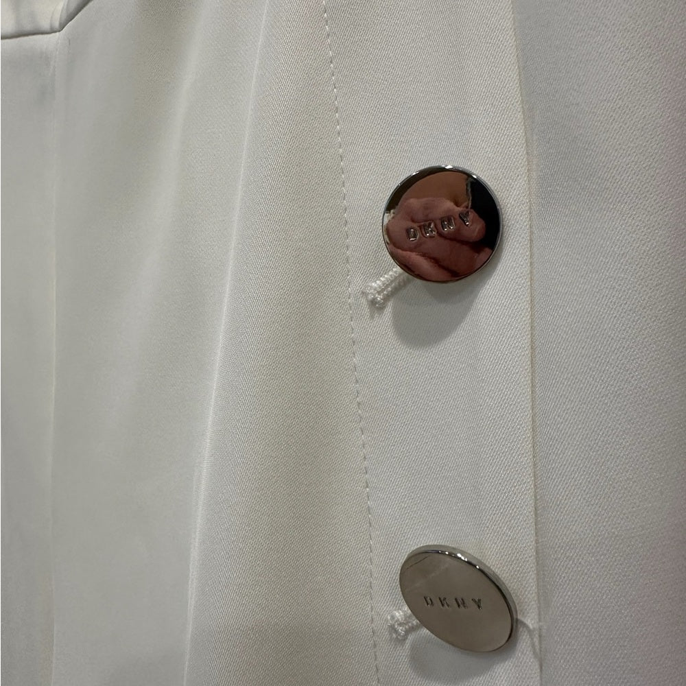 Dkny White Wide Leg Pants with High Waist Size 10