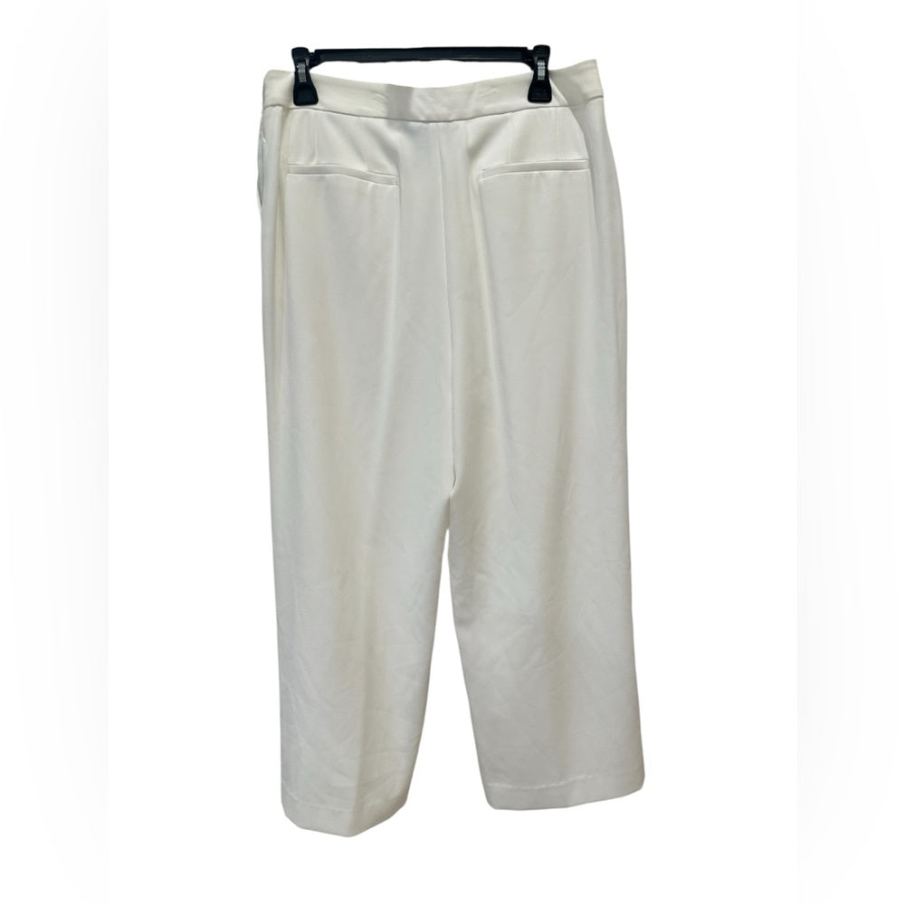 Dkny White Wide Leg Pants with High Waist Size 10
