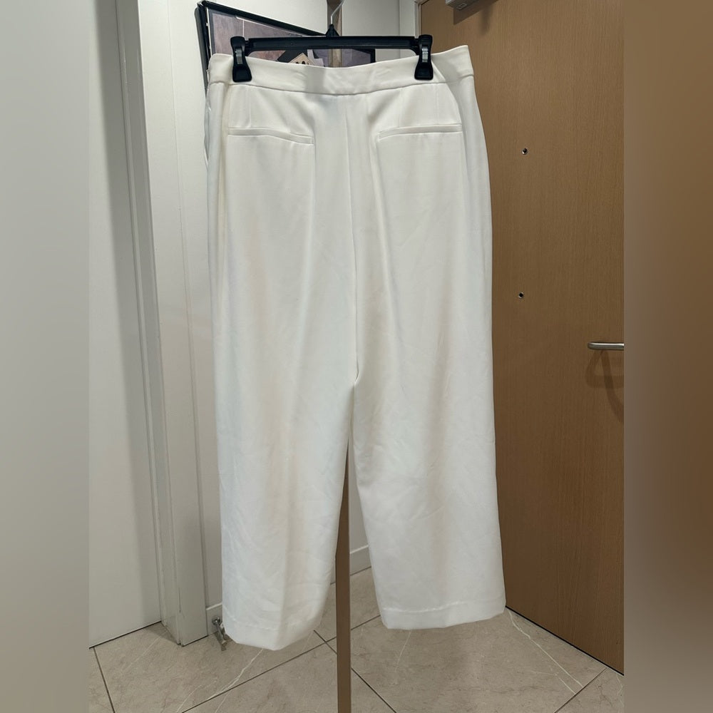 Dkny White Wide Leg Pants with High Waist Size 10